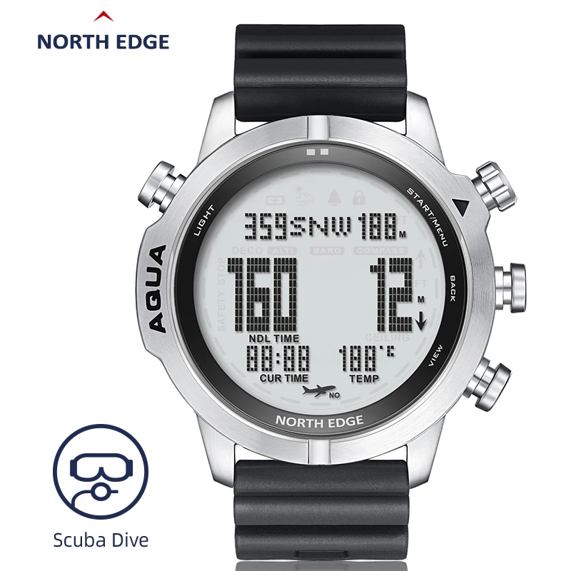 NORTH EDGE AQUA New Men's Professional Diving Computer Watch Scuba Diving NDL 50M Dive Watches Barometer Compass Altimeter