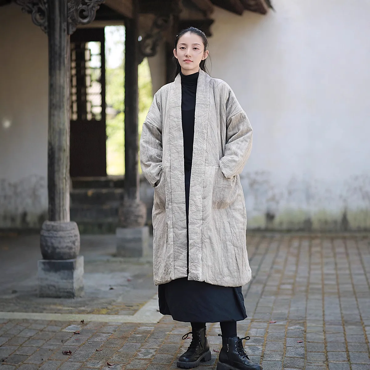 Abbigliamento donna di lusso in cotone e lino Cappotto in cotone trapuntato vintage letterario allentato originale Ramie Tie-Dye Capispalla fresco ispirato allo Zen