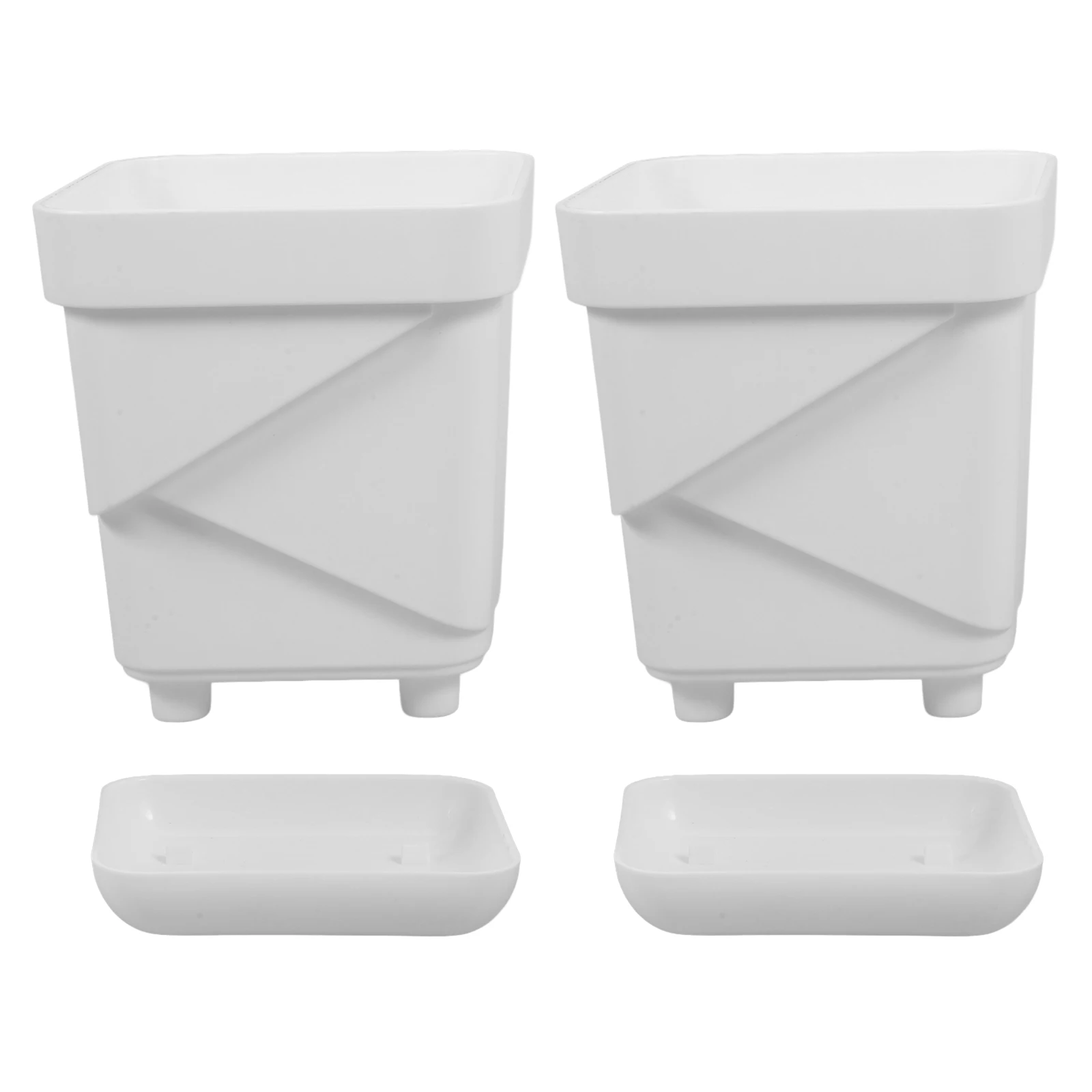 

2 pcs Small Square Plastic Succulent Planters Breathable Flower Pots With Drainage For Garden Home Decor Balcony