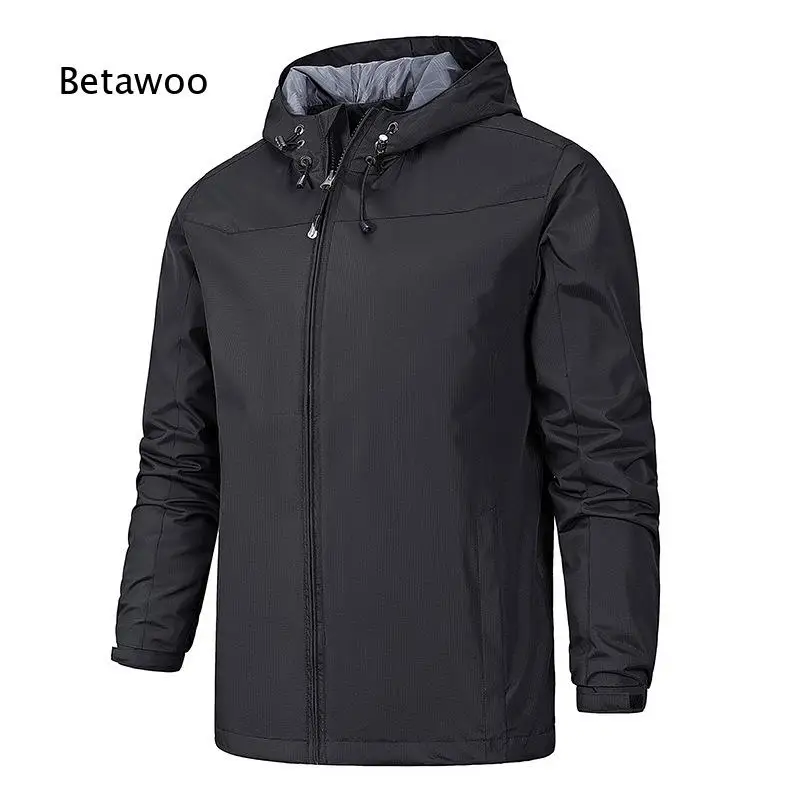 Mens Lightweight Hooded Jacket For Spring And Autumn Water Resistant Windproof Outerwear Casual Loose Coat For Outdoor Sports Da