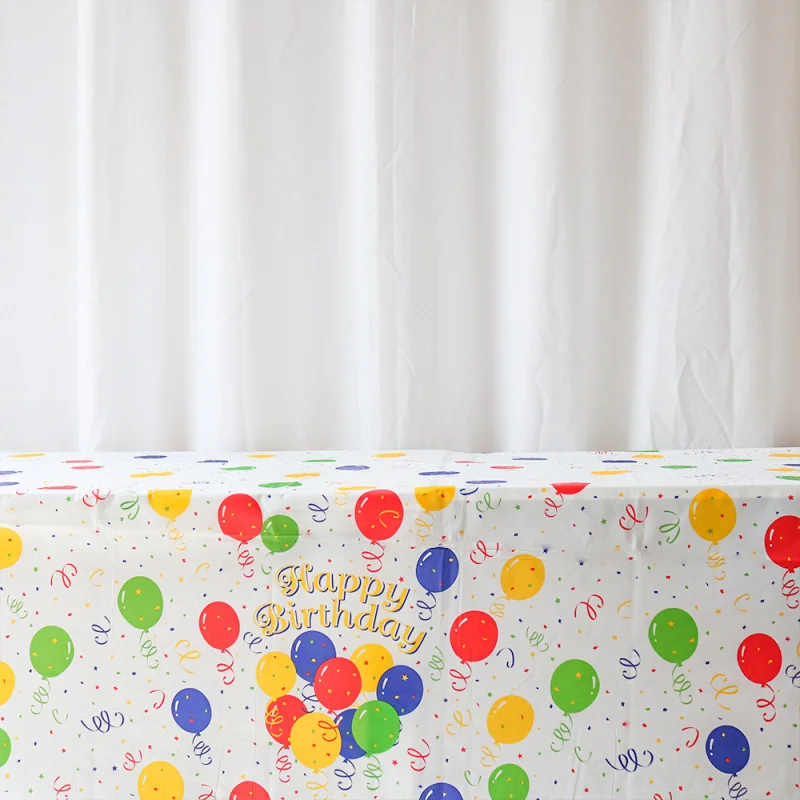 Cross-Border Birthday Balloon Disposable TableclothinsColorful Dots Sweet Cute Party Arrangement54X108Inch