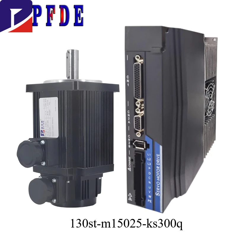 3.8KW 130ST-M15025 Servo Motor 15N.m 2143ozin MAX 30N.m 2500RPM + Servo Drive KS300Q RS485 220V AC 380V for CNC Lathe