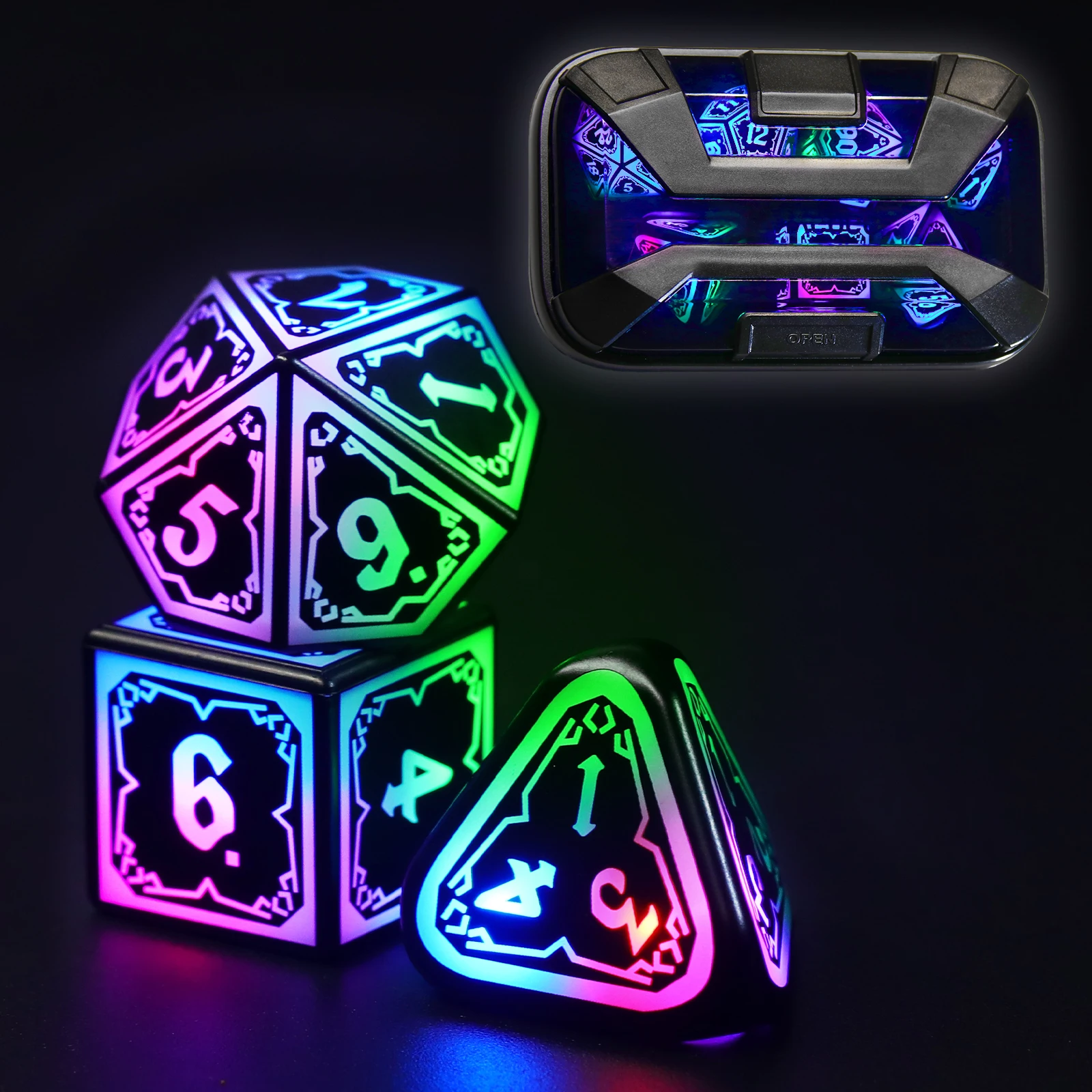 

Light Up Dice Set D and D 4 in 1 Color,LED Dice with Charging Box Rechargeable Polyhedral Role Playing Dice for DND Gifts RPG