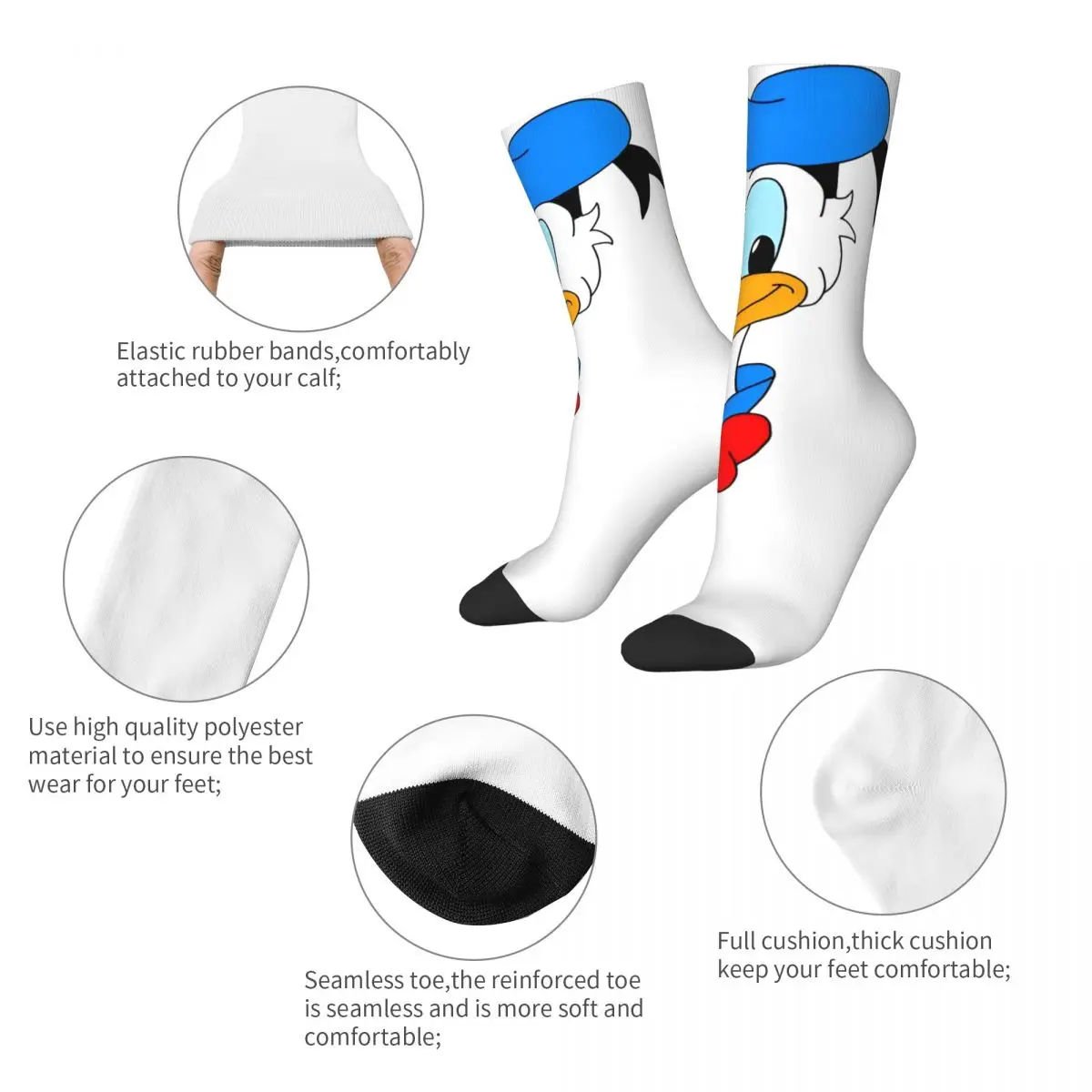 Cartoon Donald Duck Goofy Merch Crew Socks Cozy Mickey Minnie Graphic Middle Tube Sock Cute for Wonderful Gifts