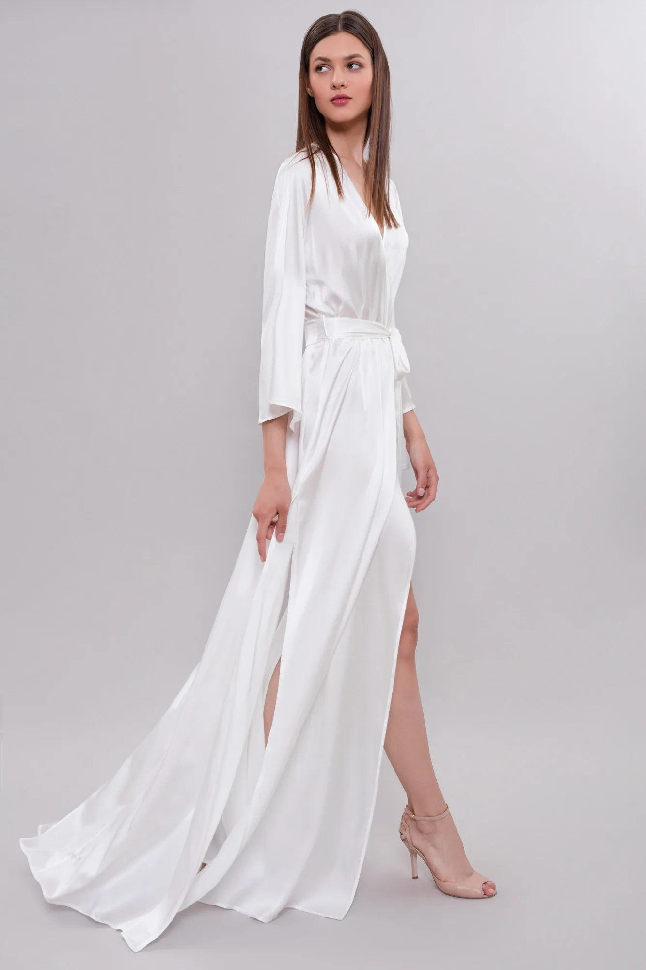 White Long Robes Bridal Wrap Floor Length Sheer Women Nightgown Photo shoot Maternity Dressing Gowns for Photography