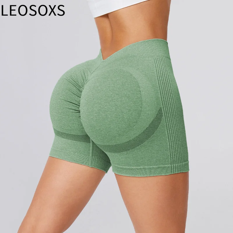 

LEOSOXS S-L High Waist Seamless Yoga Shorts Women Fitness Shorts Running Cycling Breathable Sports Leggings Summer Workout Gym