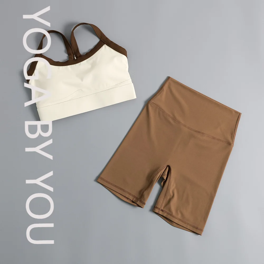 

2025 new running sports suit women's summer morning running clothes yoga pants fitness underwear Pilates beauty back bra