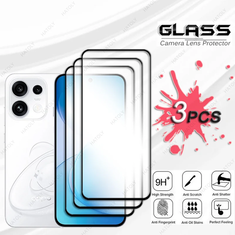 For Oppo Reno16c Glass Black Edge Protective Film For Oppo Reno16 FS 5G Screen Protector Camera Lens Protector For Reno16 FS 5G
