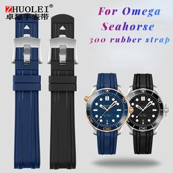 For Omega New Seamaster 300 universe 007 Curved End Fluorous Rubber silicone watchband 20mm 22m Watch Soft strap Men Replacement