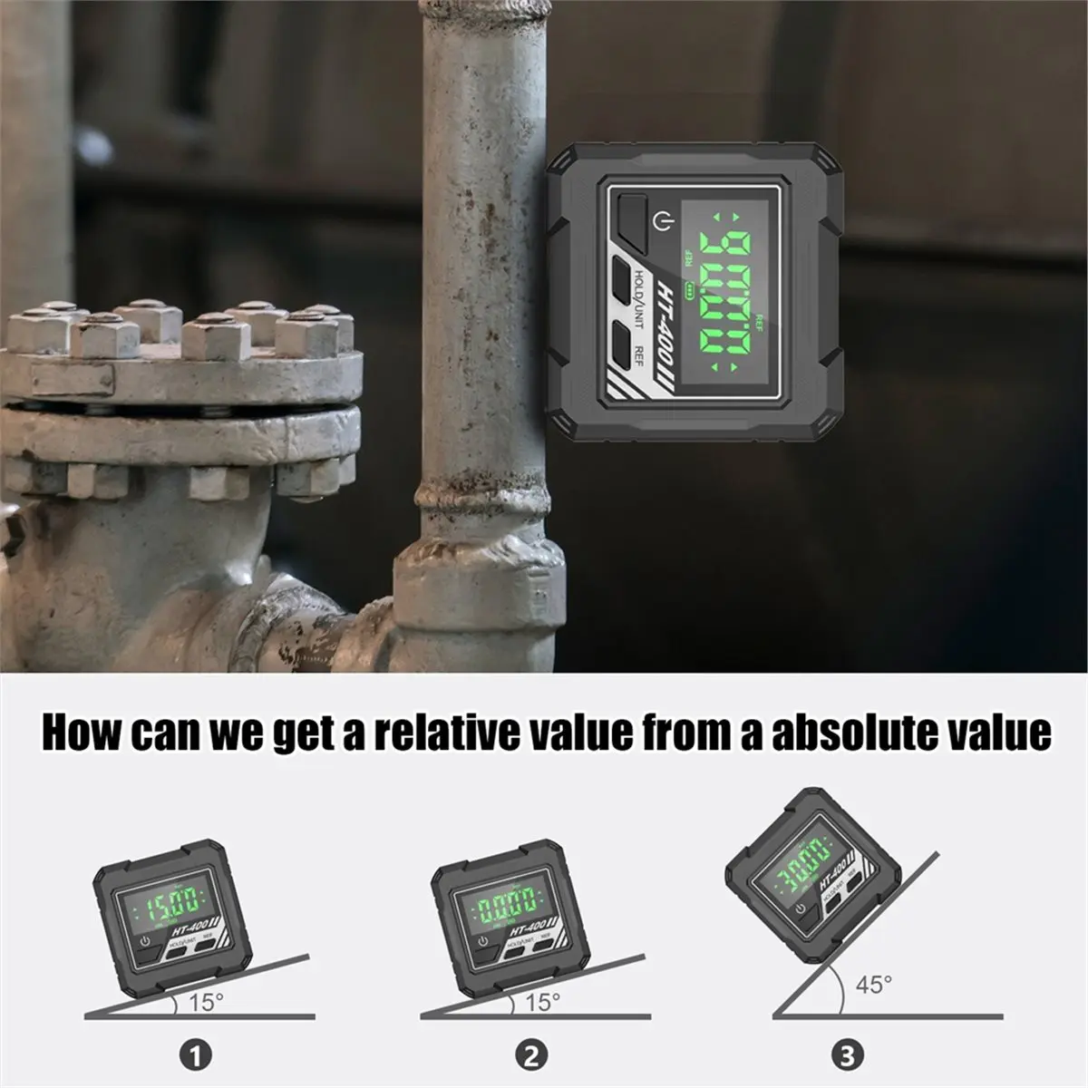 أداة قياس زاوية قياس مستوى المنقلة الرقمية HT-400 مع مسطرة مغناطيسية 90 درجة #1