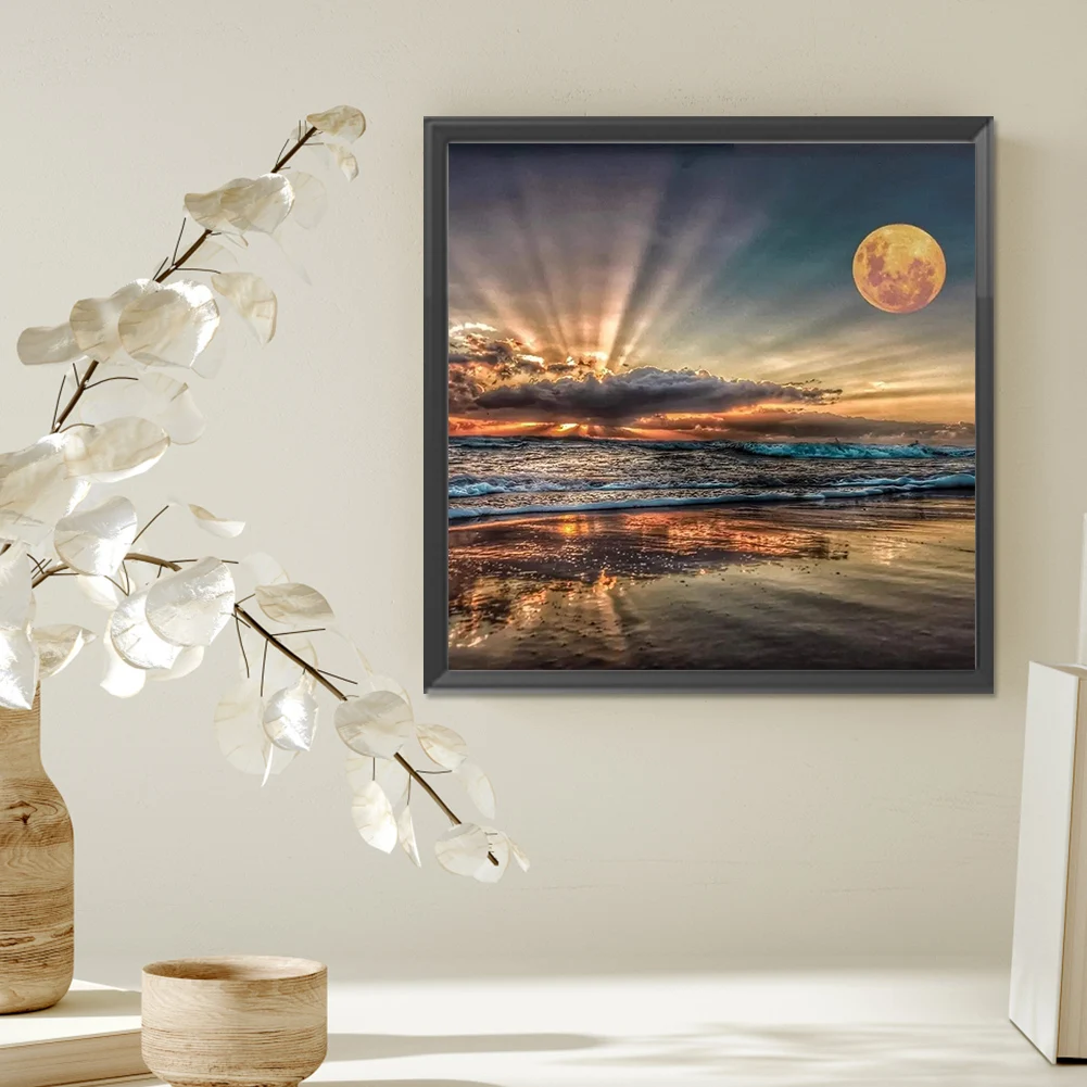 شاطئ البحر جزئي AB الماس جولة الحفر DIY الماس طقم الطلاء ديكور 50x50cm #5