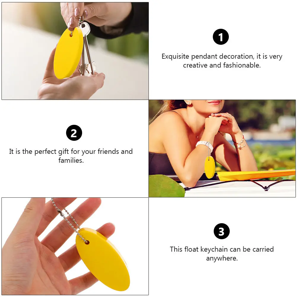 6Pcs Key For Keychain Collector Accessory Floatable Floating Keyring Boats PU