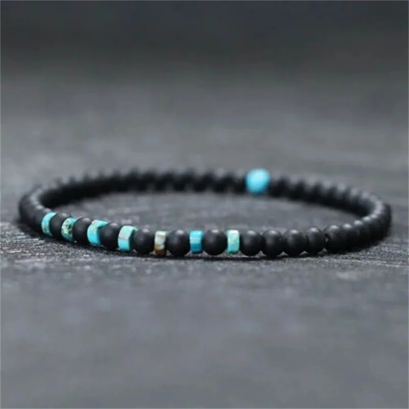 Minimalist 4mm Bead Bracelet Women Men Natural Tiger Eye Stone Black Matte Small Beads Bracelets Meditation Yoga Strand Jewelry