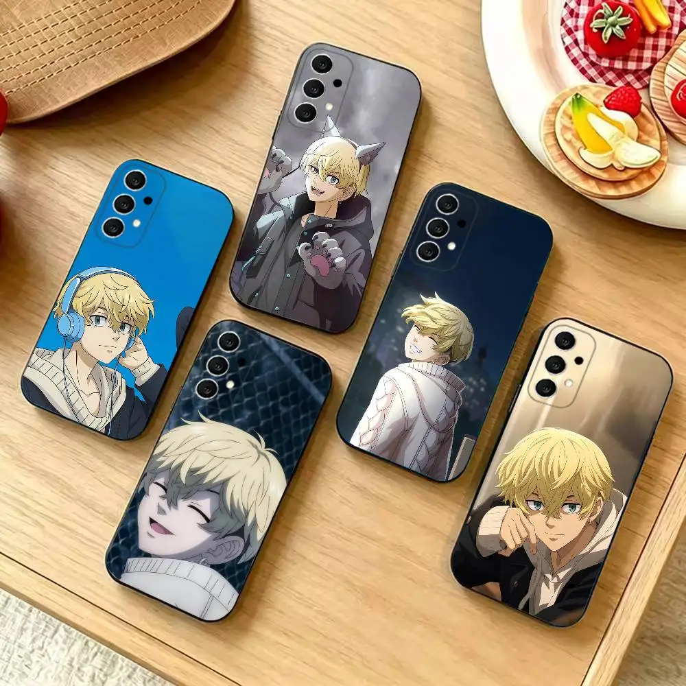 Tokyo Chifuyu Matsuno Fashion Black Silicone Protective Phone Cover, Suitable for Samsung S20-S26,Ultra,Plus,FE,Lite,5G