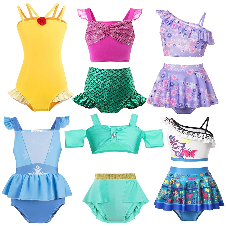 2024 Girls Summer Swimming Baby Bathing Suit Kids Swimwear Swimsuit from Fairy Tale Children Princess Costume