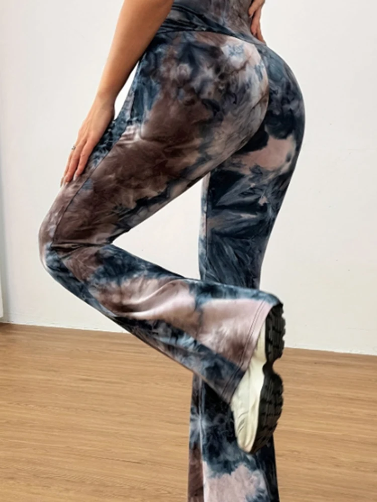 Pantalon coupe cintrée décontracté pour femmes, nouveau pantalon évasé à la mode, imprimé populaire, bloc de couleur, taille haute, printemps et été