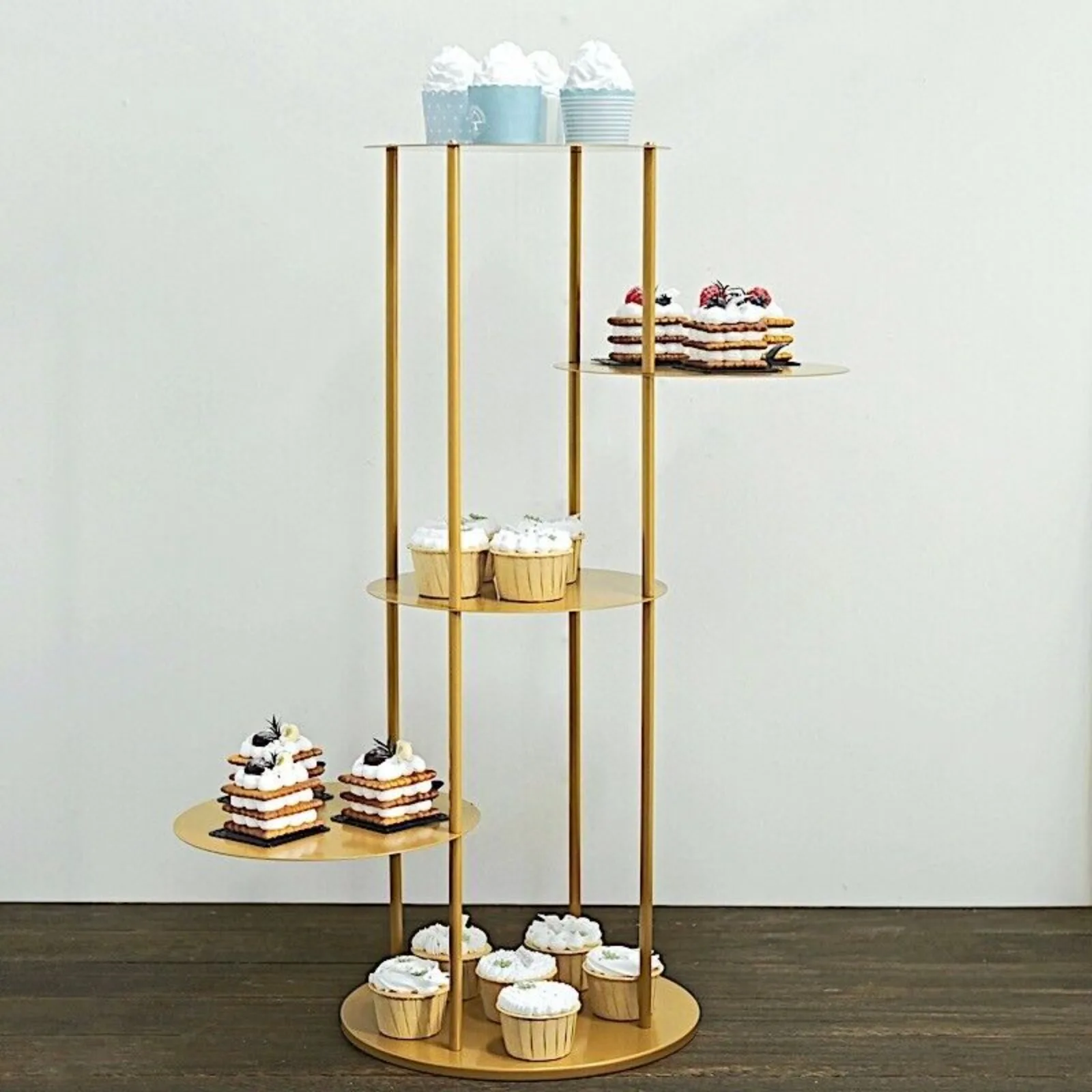 US 2.5 feet Gold 5 Tier Round Metal Cake Dessert DISPLAY STAND Centerpiece Party