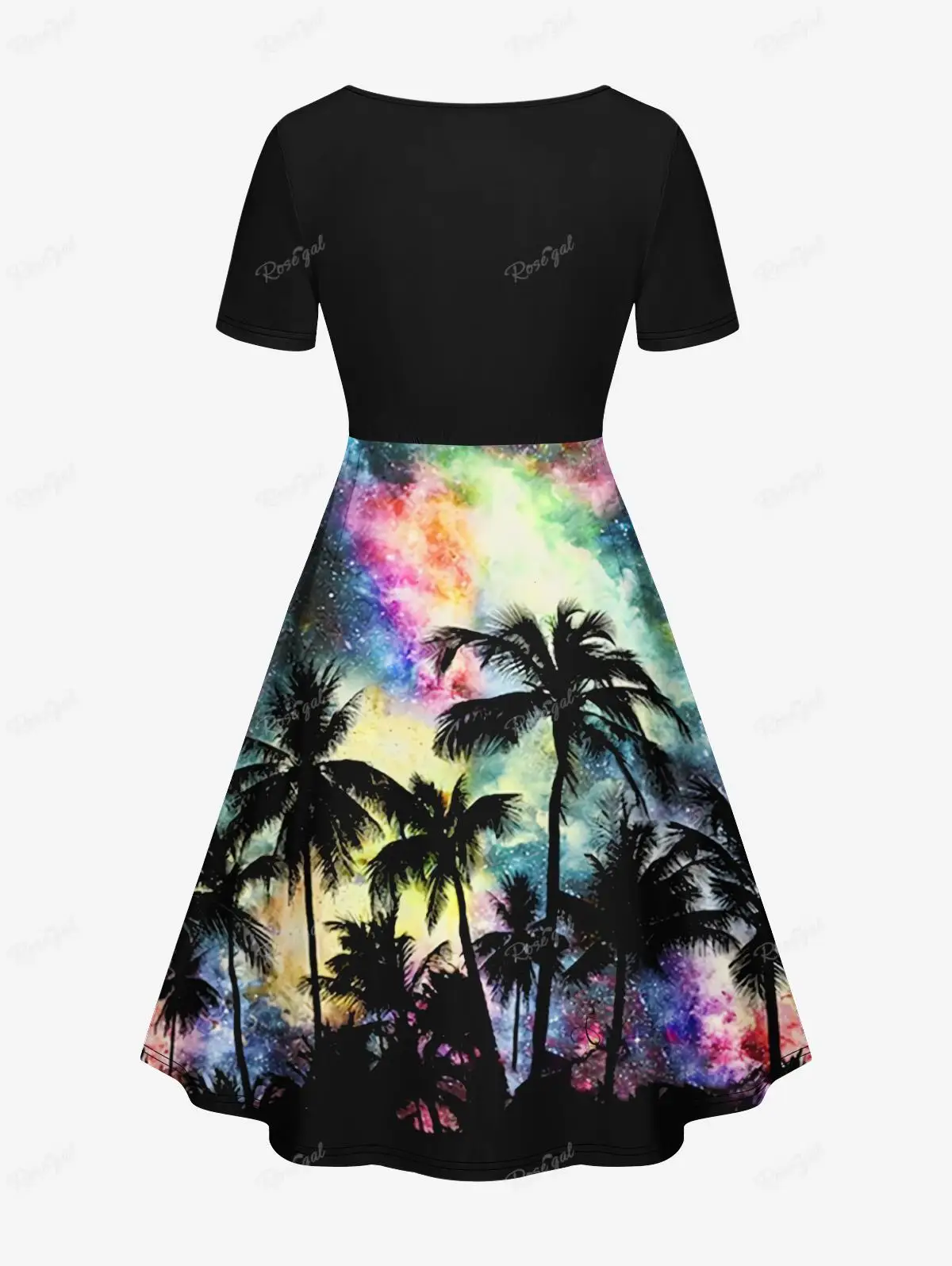 S-3X Plus Size Matching Hawaii Beach Outfit For Couples Coconut Tree Colorful Tie Dye Galaxy Printed For Men Same Style Dres