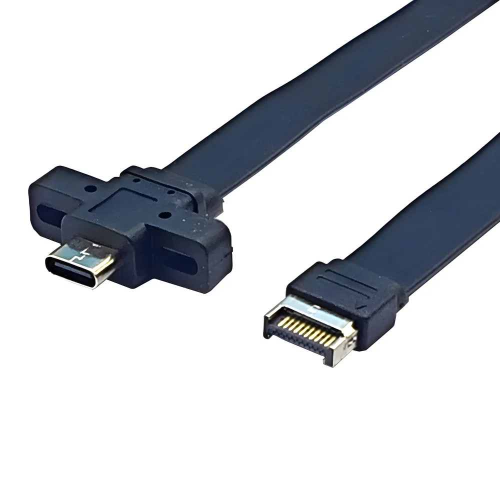 Type-E Male to Type-C Female Convert Cable USB3.2 GEN2 Front Panel Header Flat Cord Motherboard Expansion Wire Line