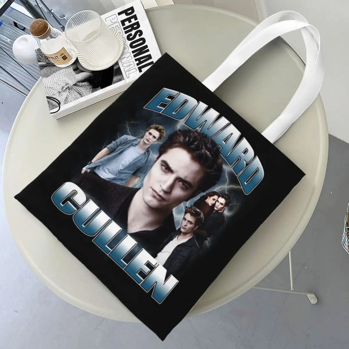 Edward Cullen Twilight Canvas Tote Bag Trendy Large Capacity Shopping Bag for Unisex Student Bags