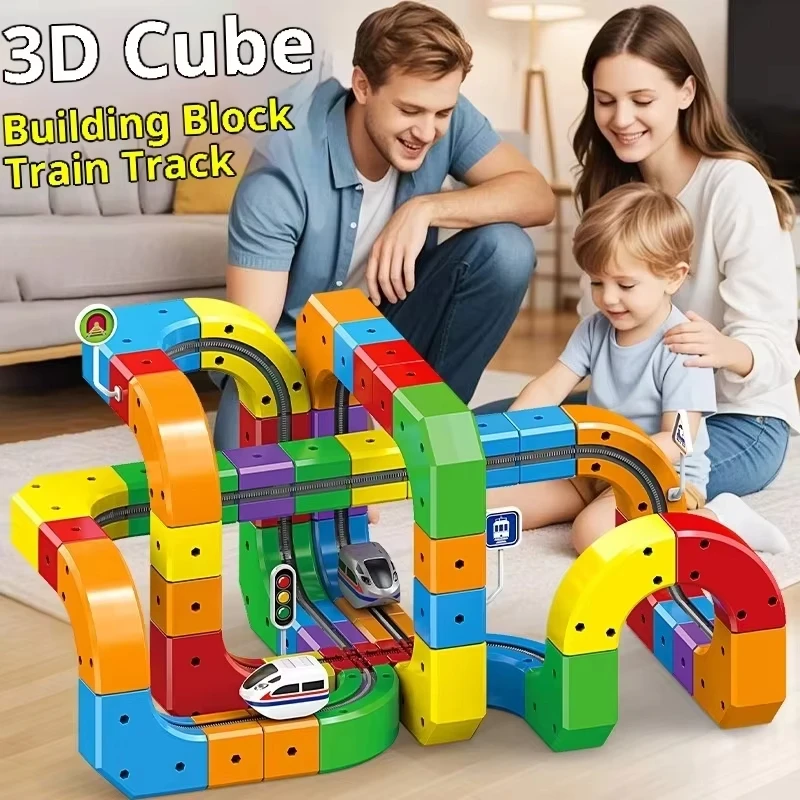 Electric Magnetic Track Set With Anti-Gravity Vehicles - 100+ Pieces Stem Building Toys Creative Diy Railway For Kids Gift Toy