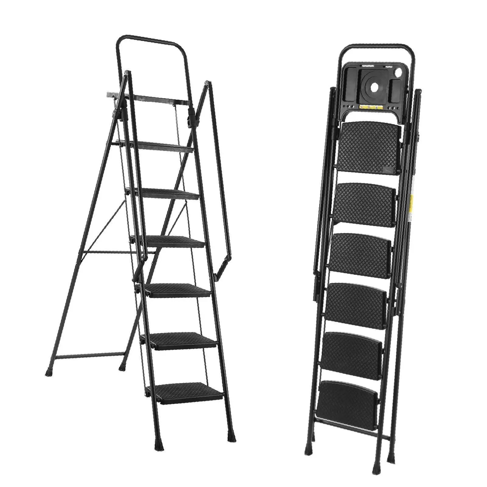 

Ladders with Detachable Tool Trays Folding Home Bar Chair Anti Slip Portable Steel Stool for Kitchen Office