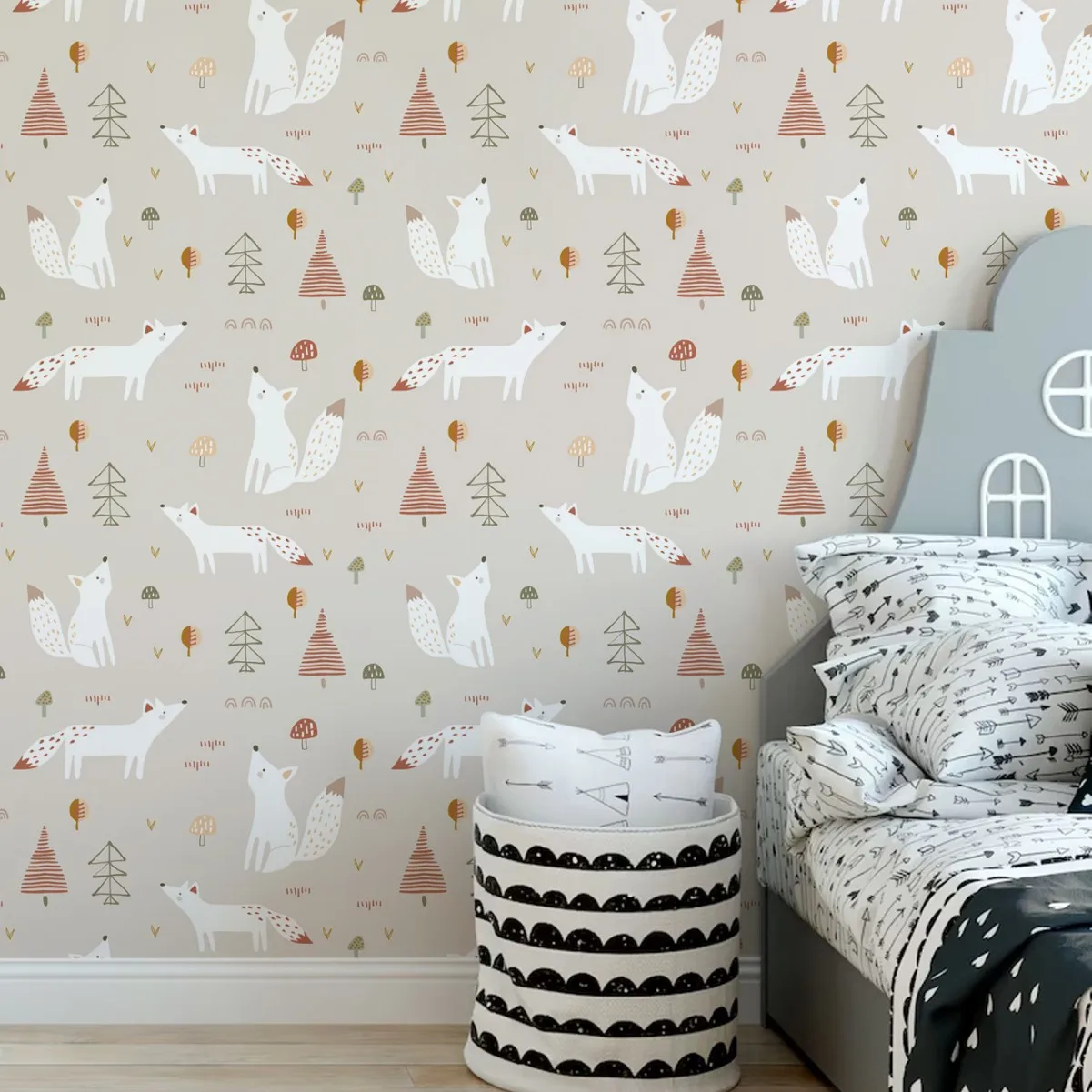 

Forest Animals Mushroom Wallpaper Fox Peel and Stick Wallpaper Self Adhesive Removable Wall Paper for Kids Bedroom Nursery