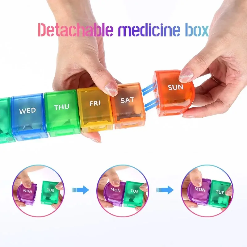 7 Days Weekly Separable Pillbox Tablet Holder Medicine Storage Case Drug Container Pill Organizer Weekly Capsule Pill Box