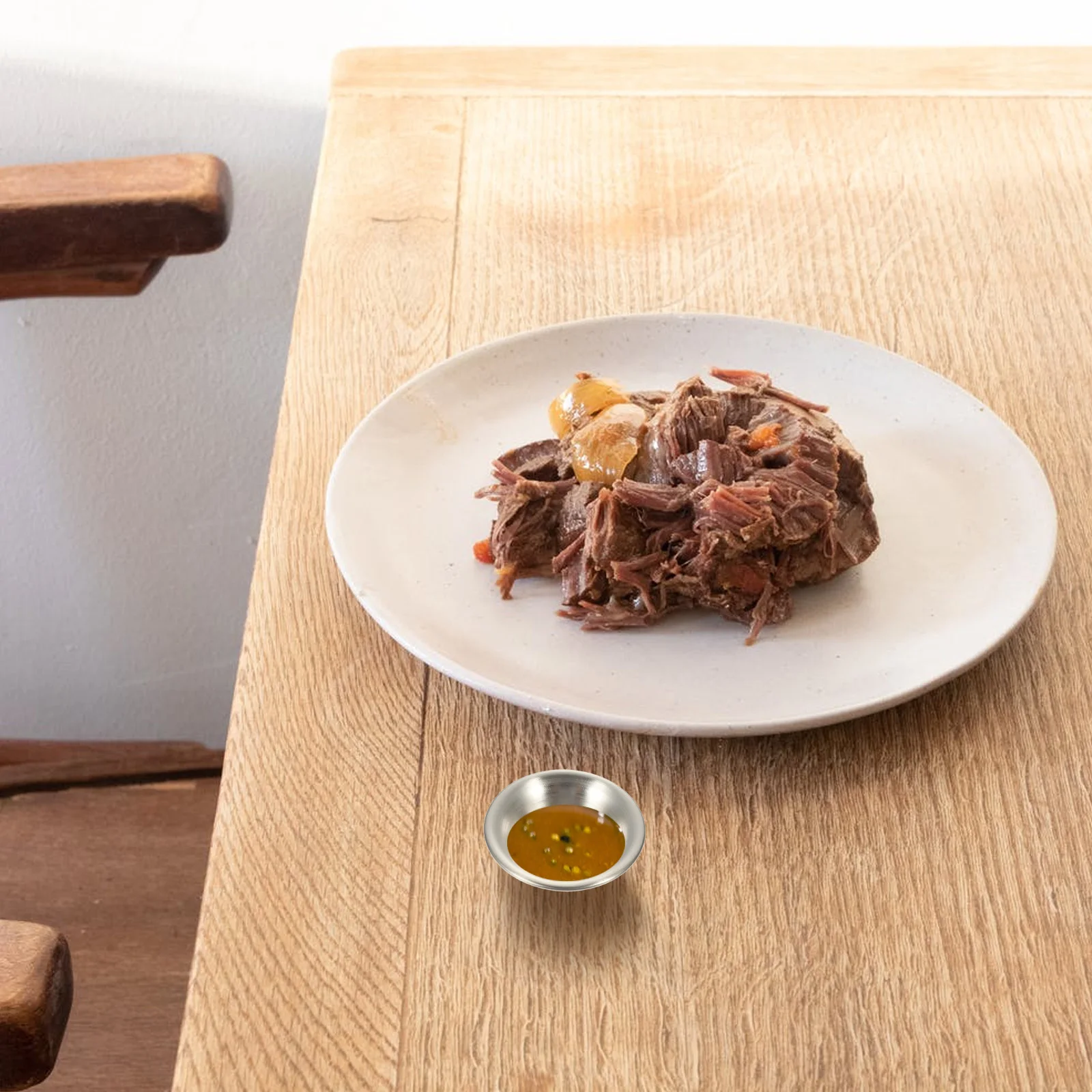 

2Pcs Stainless Steel Sauce Cups Household Condiment Holders Perfect for Steak Sauce Dipping Kitchen Supplies Multi-Function