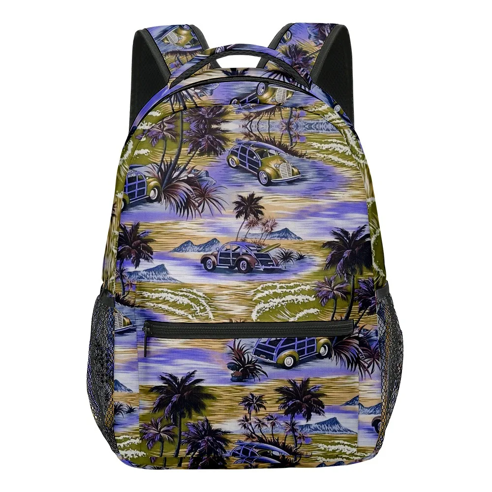 Trendy Popular Hawaiian elements student Bookbag Notebook Backpacks 3D Print Oxford Waterproof Boys/Girls Travel Backpacks