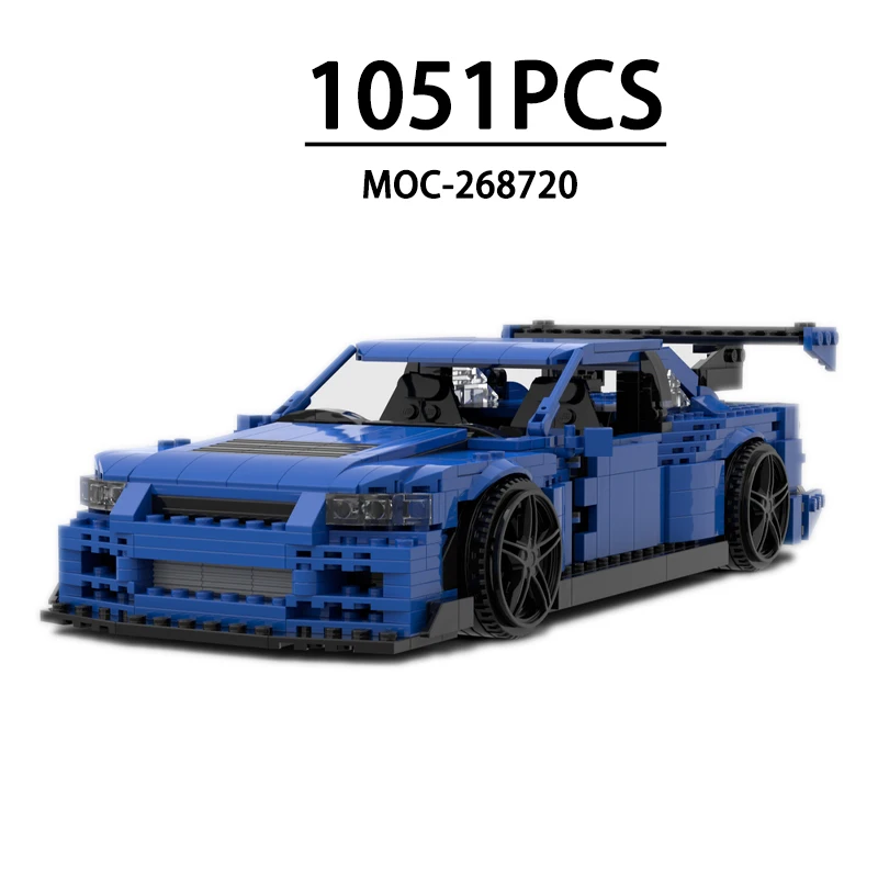 MOC-268720 Building Block Super Sports Car R34 GT-R Racing Model 1056 Pieces Toy Birthday Christmas New Year Holiday Gift