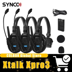 SYNCO Xtalk Xpro X3 2.4G Full-Duplex Single-Ear Reduction Remote Headset Wireless Intercom for Filmmaking Studio