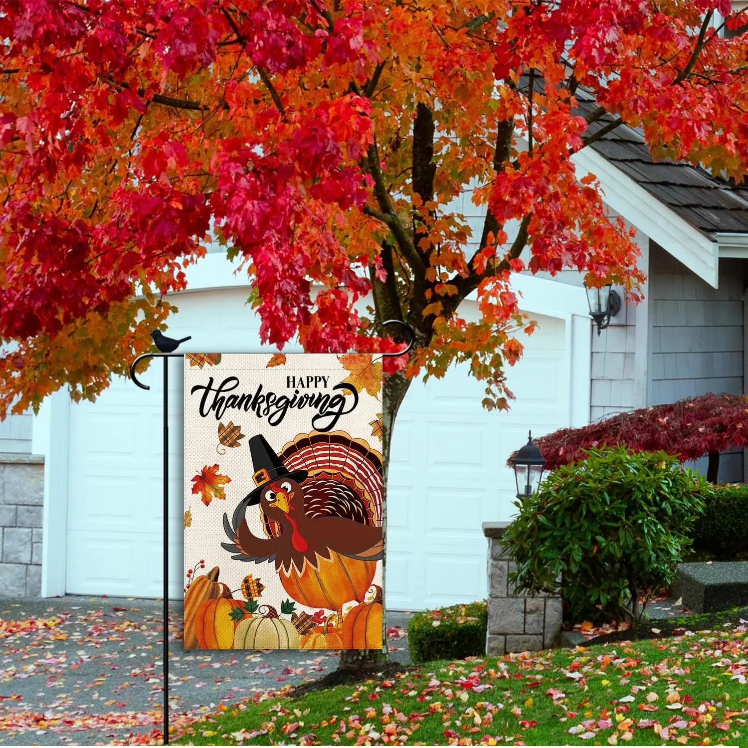 Happy Thanksgiving Garden Flag Fall Pumpkin Small double sided Seasonal Burlap Garden Farmhouse Decor 12.5x18 Inch yyi