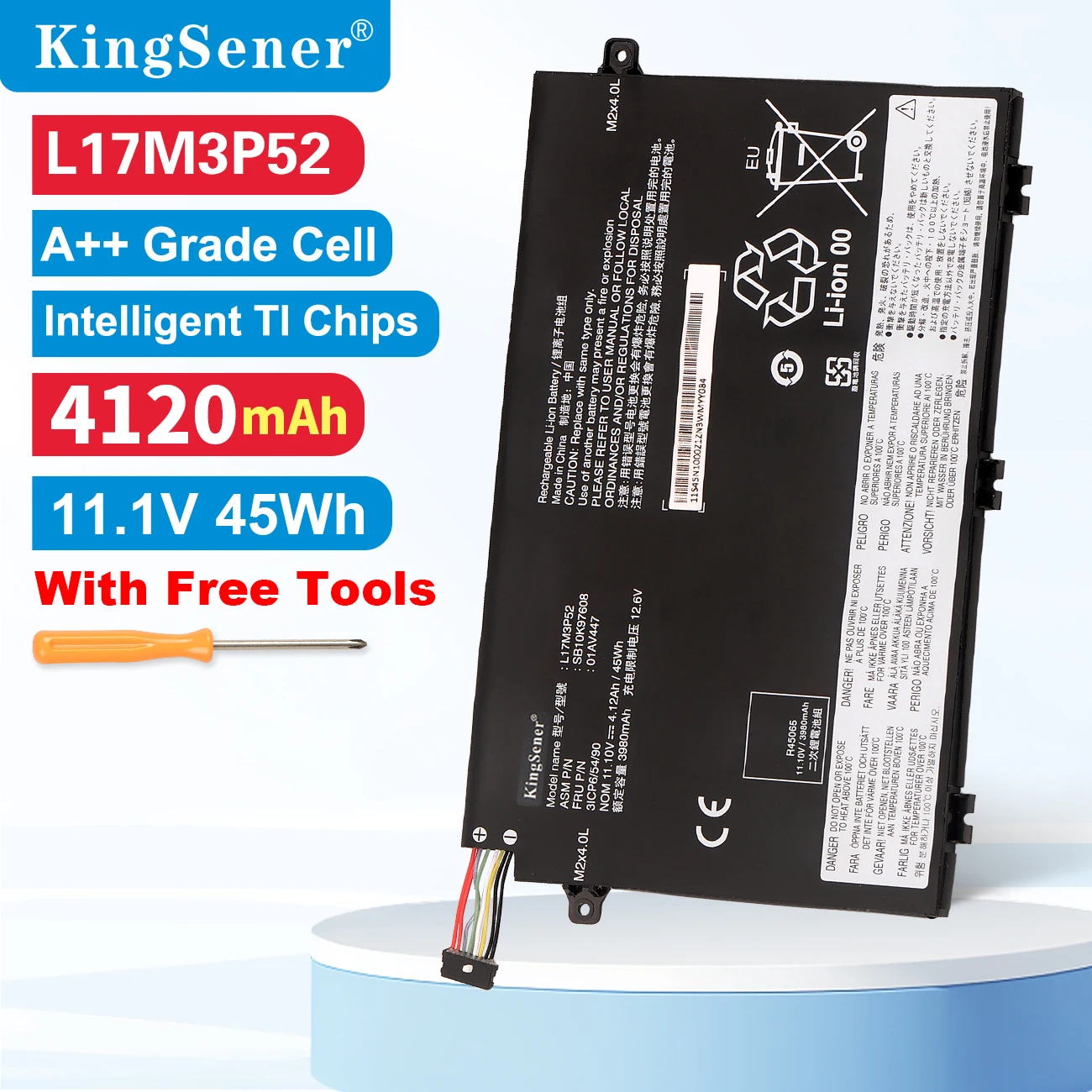 

Аккумулятор KingSener L17M3P52 для ноутбука Lenovo ThinkPad E480 E485 E490 E580 E585 E590 R480 R580 L17C3P51 L17M3P51 01AV445