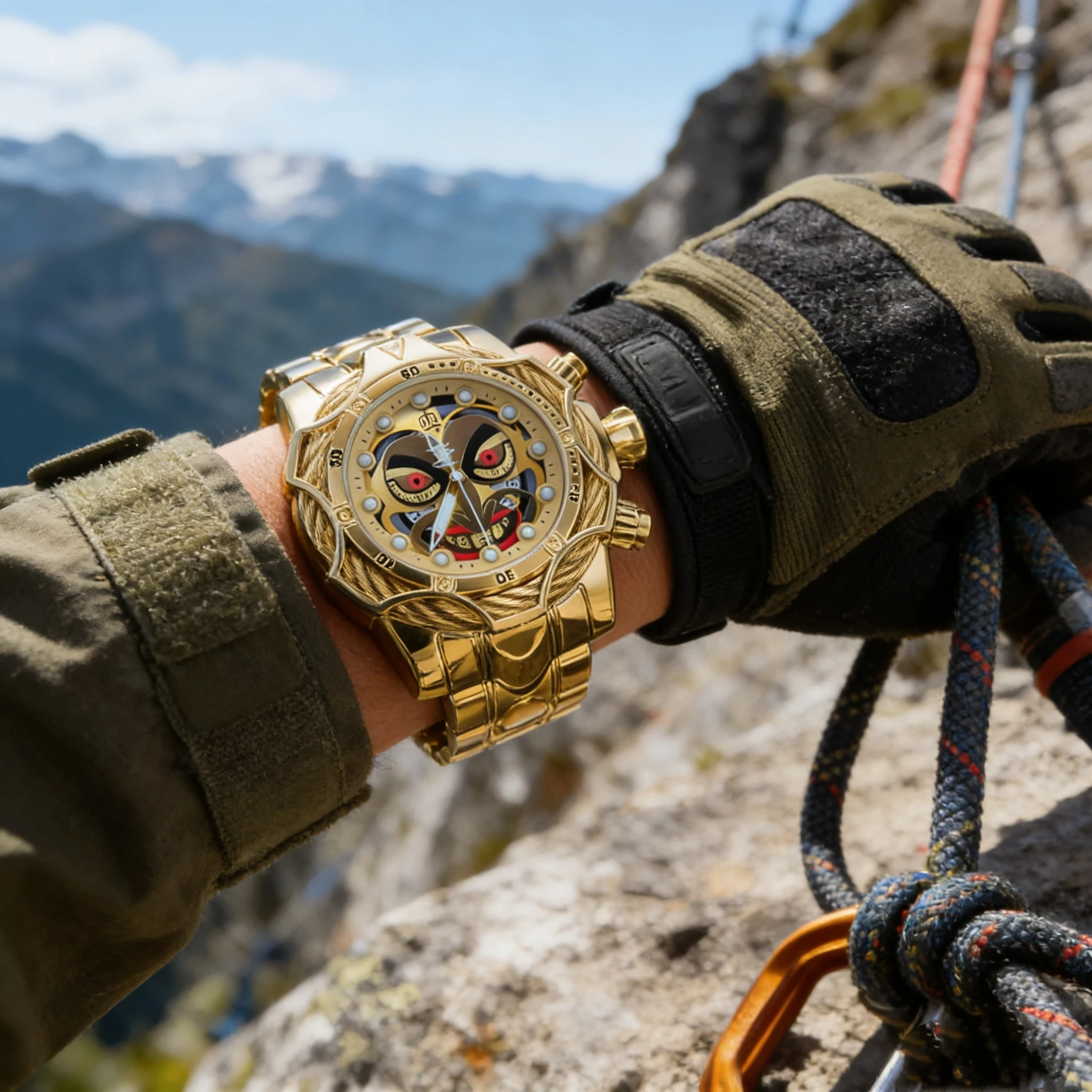 Hot-Selling Men's Quartz Watch, Punk-Style Mechanical Large Dial Watch, Waterproof Calendar Wristwatch, European and American Trendy Heavy Metal Design, Versatile for Business, Casual, and Sports, Gift for Boyfriend or Father, Cross-Border Popular Personalized Men's Watch
