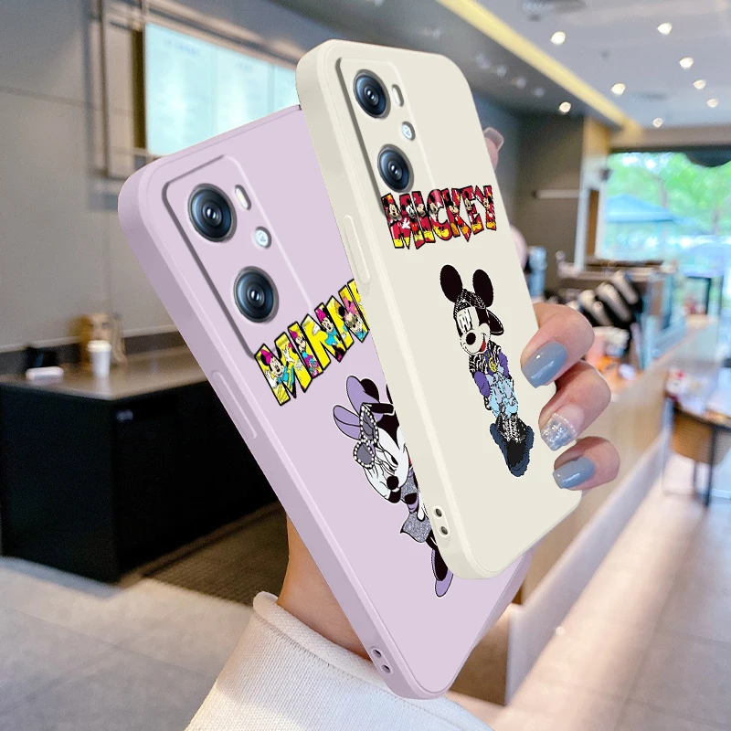 

Disney Mickey Mouse Art Liquid Rope For OPPO Find X6 X5 X3 A98 A96 A94 A93 A77 A76 A74 A72 A57 A53 A16 5G Funda Phone Case