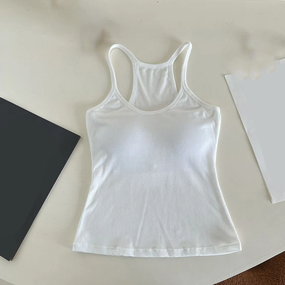 

LShaped Bottoming Chest Pad Top High Stretch Elasticity O Neck Design Polyester Fabric Regular Length Solid Color Pattern