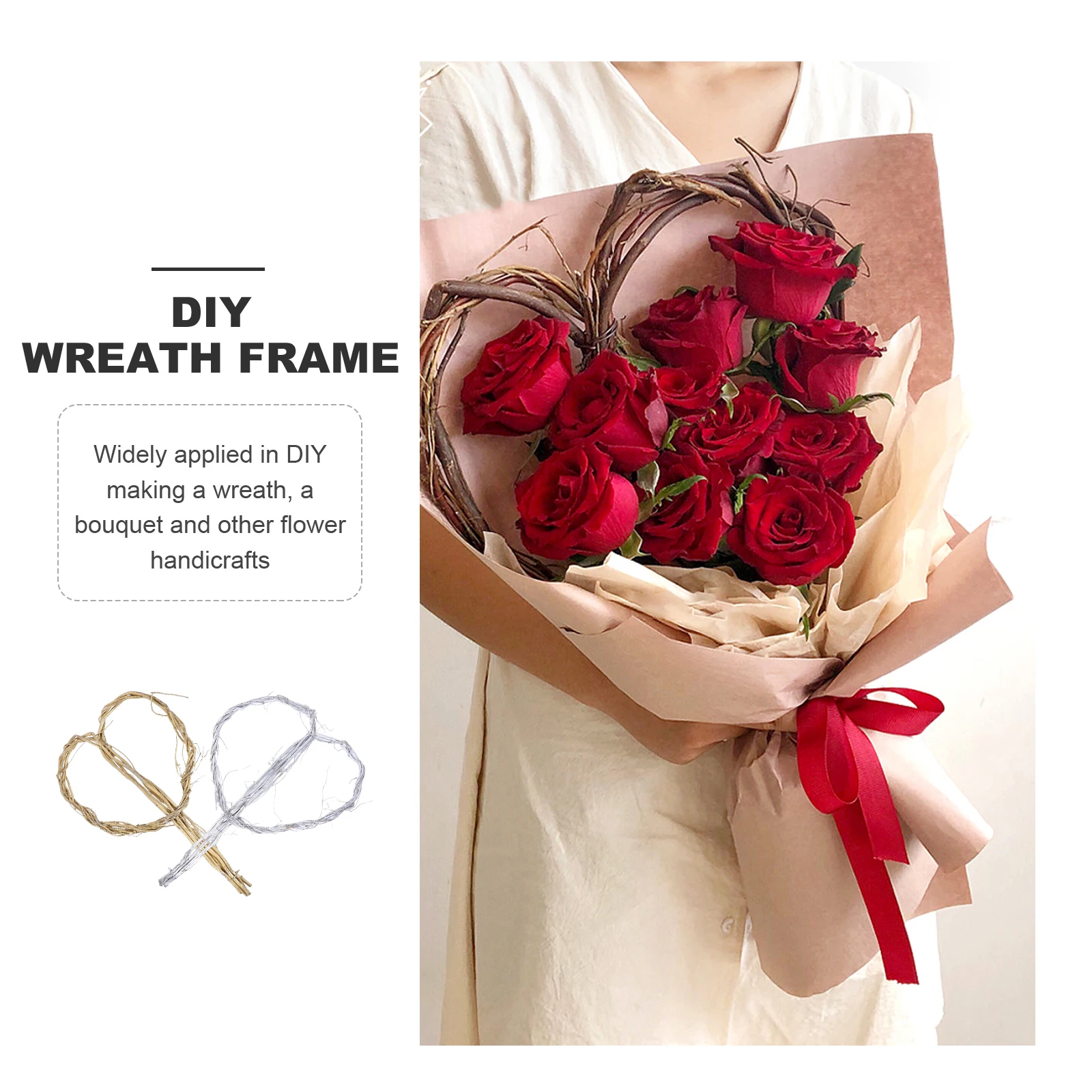 

2 Pcs Shaped Wreath Frames Dry Wedding Bouquet Fixator Wicker Bridal Bouquet Holder DIY Flower Arranging WeddingDecoration