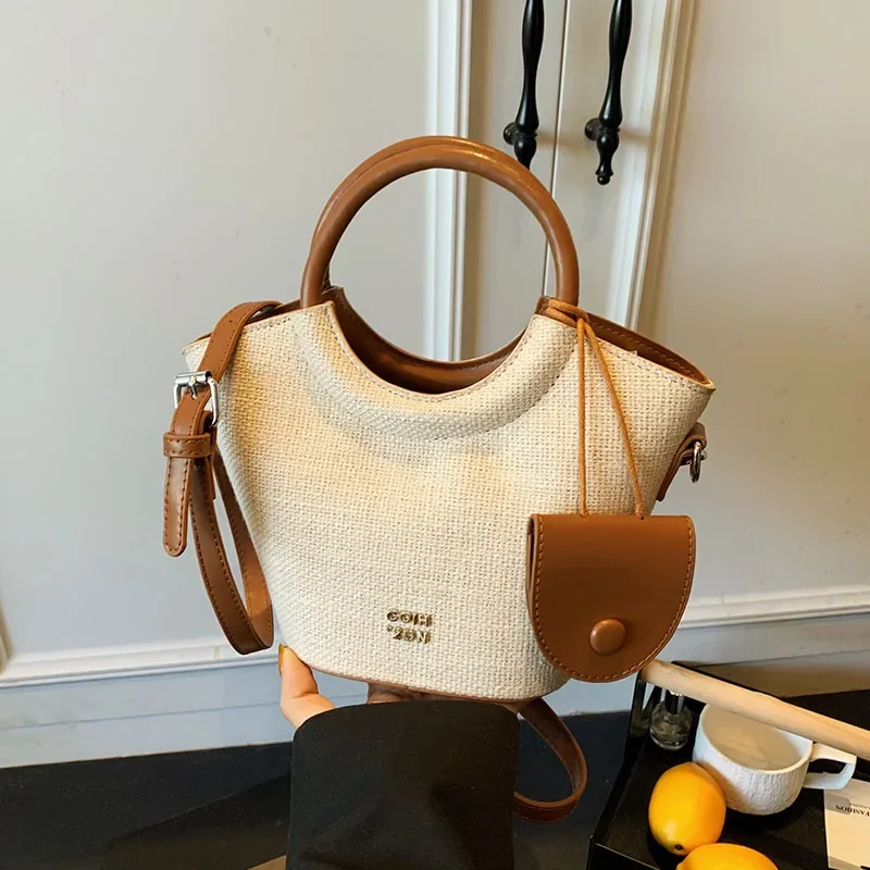 

Fashion Contrast Color Small Crossbody Bags Summer New Short Handle Women Bucket Bag Female Casual Travel Handbags