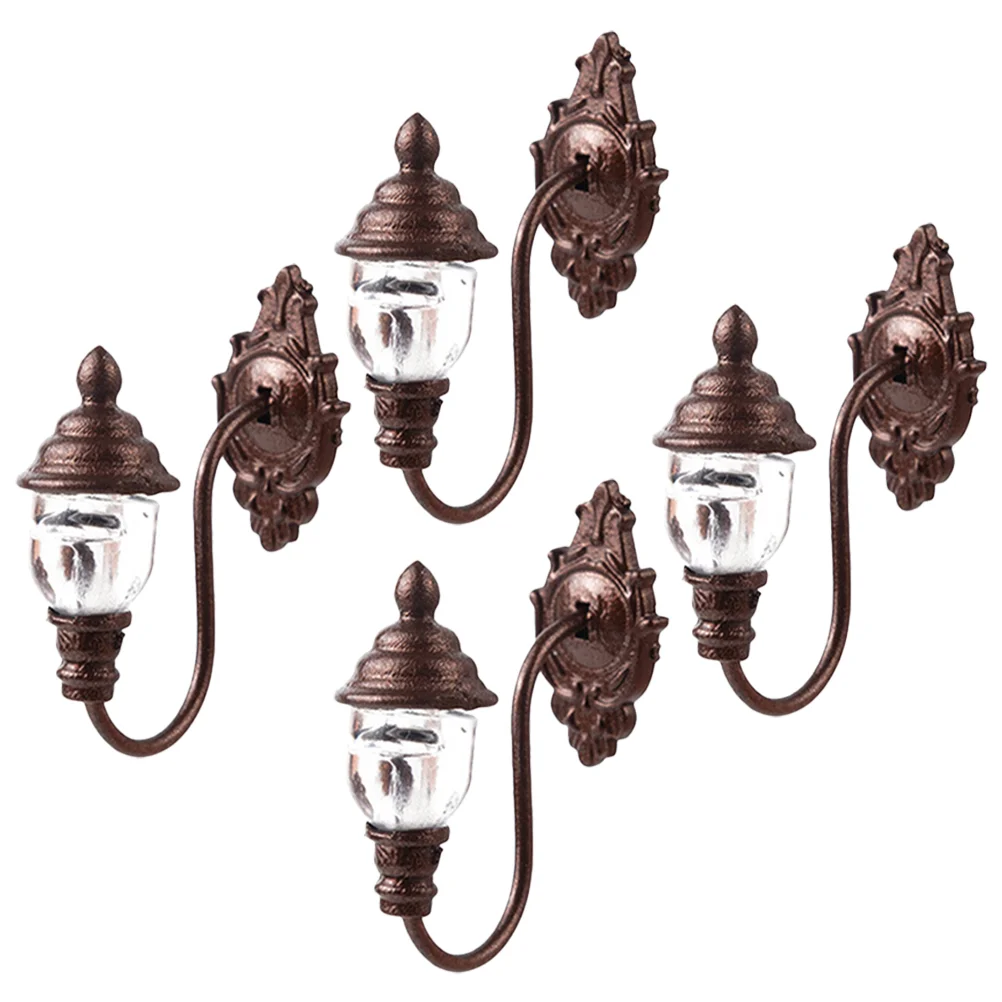 4 Pcs Landscape Lights Lighting Dollhouse Wall Table Lamp Outdoor Furniture Fairy Sconces Abs Street Lantern for DIY Sand Decor
