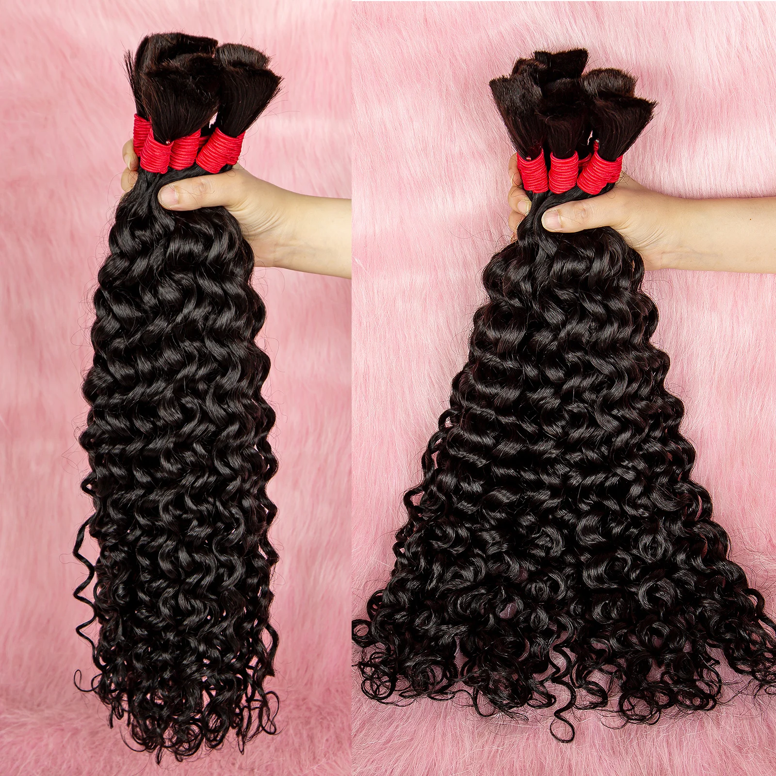 100% Human Hair Bulk for Braiding No Weft Remy Bulk Human Hair 16 To 26 Inch Bulk Hair Extensions Water Wave Deep Curly