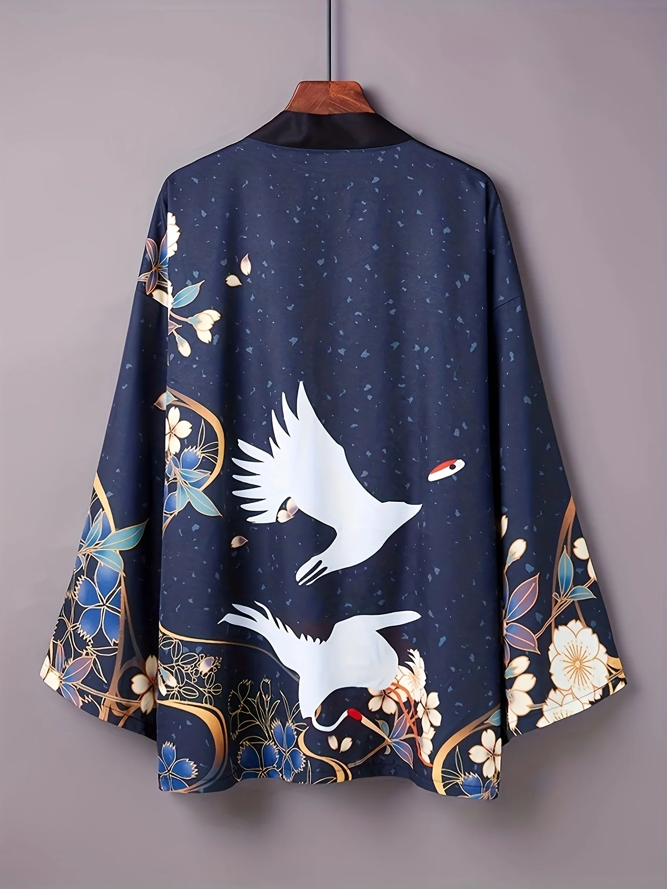 Vintage Japanese and wind long sleeve Haji Chinese style Ukiyo-e Crane Kimono Loose thin coat shirt shawl thin coat Role play ca