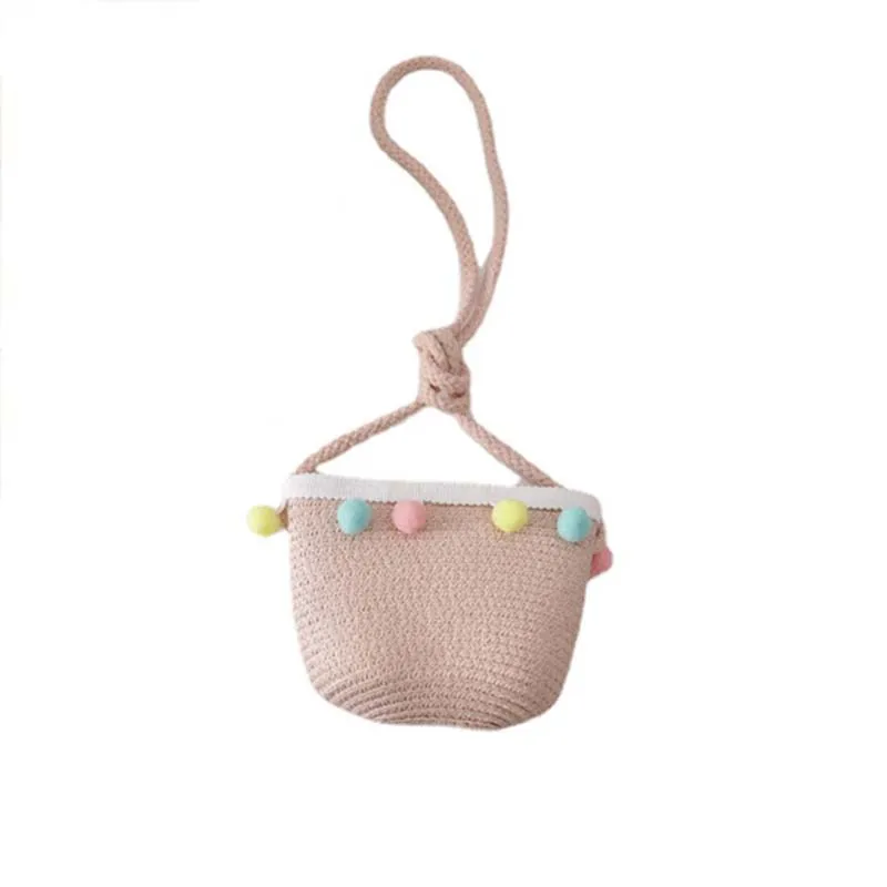 Sac à main en paille fait à la main pour enfants, sac à fleurs pour filles, sac messager pour bébé, porte-monnaie pour enfants, mini sac à main princesse mignon, été