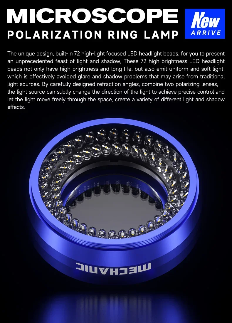 Lámpara de anillo de polarización para microscopio mecánico, anillo polarizado, fuente de luz LS720