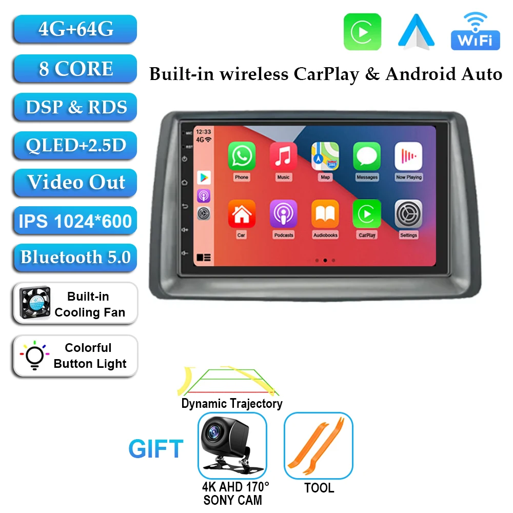 7 "Autoradio Android 14 Voor FIAT Panda 2003 2004 2005 2006 2007 -2012 Stereo Multimedia Speler navigatie Autoradio Carplay Auto