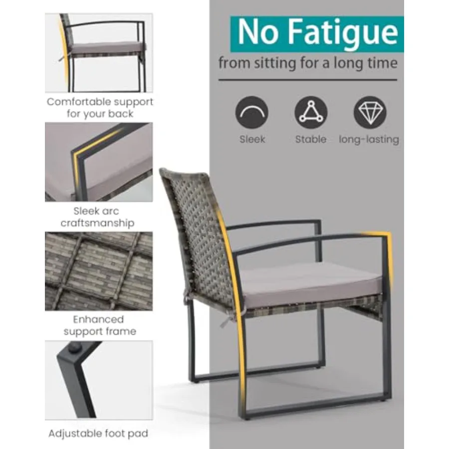 طقم بيسترو روطان خارجي مكون من 3 قطع مع طاولة قهوة لشرفة الحديقة بجانب حمام السباحة والفناء الخلفي يتميز بإطار فولاذي متين وC