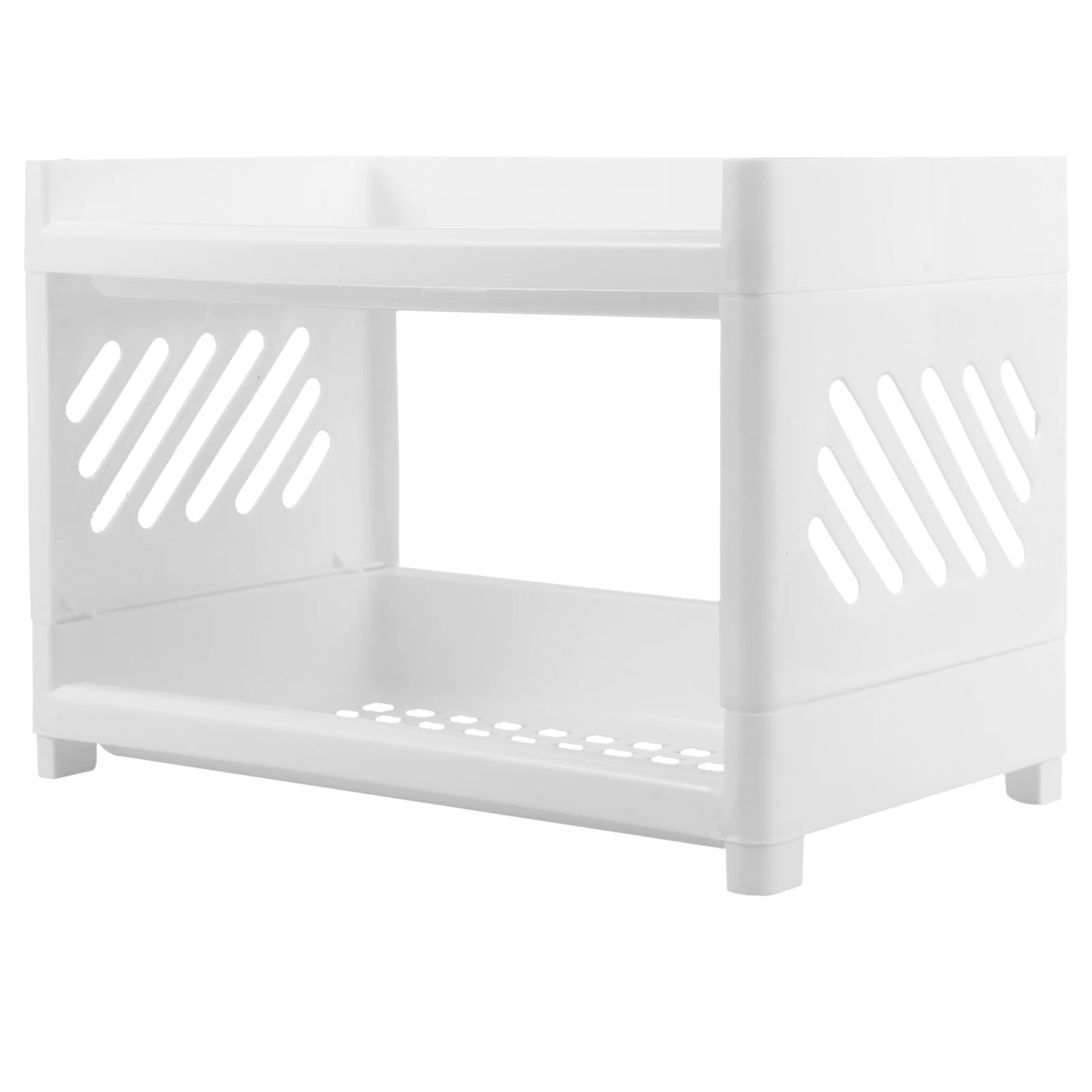 

2 Tier Desktop Storage Rack Foldable Bathroom Countertop Organizer Plastic Toiletry Holder For Cosmetics Shampoo Body Wash