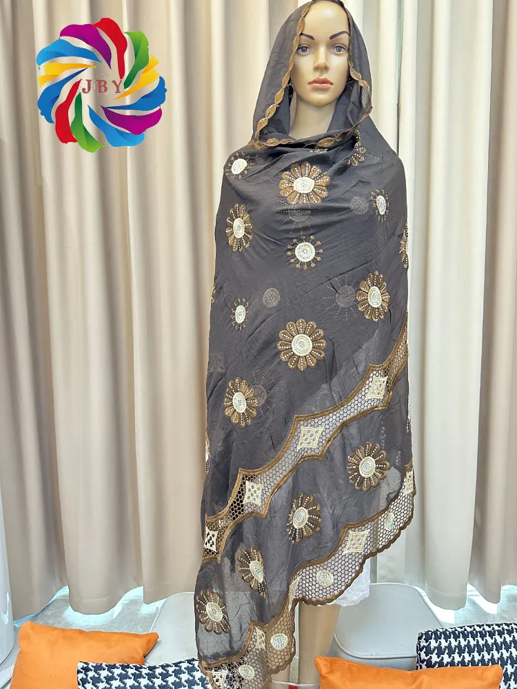 african muslim women scarf Luxury Scarf High Quality 100% Cotton Dubai African Women shawls  Embroidery Chemical Lace Scarf