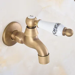 Grifo de latón antiguo Vintage para baño, montado en la pared, cinta de agua fría única para fregadero de cocina, fregona, piscina, grifo de jardín al aire libre, zav319