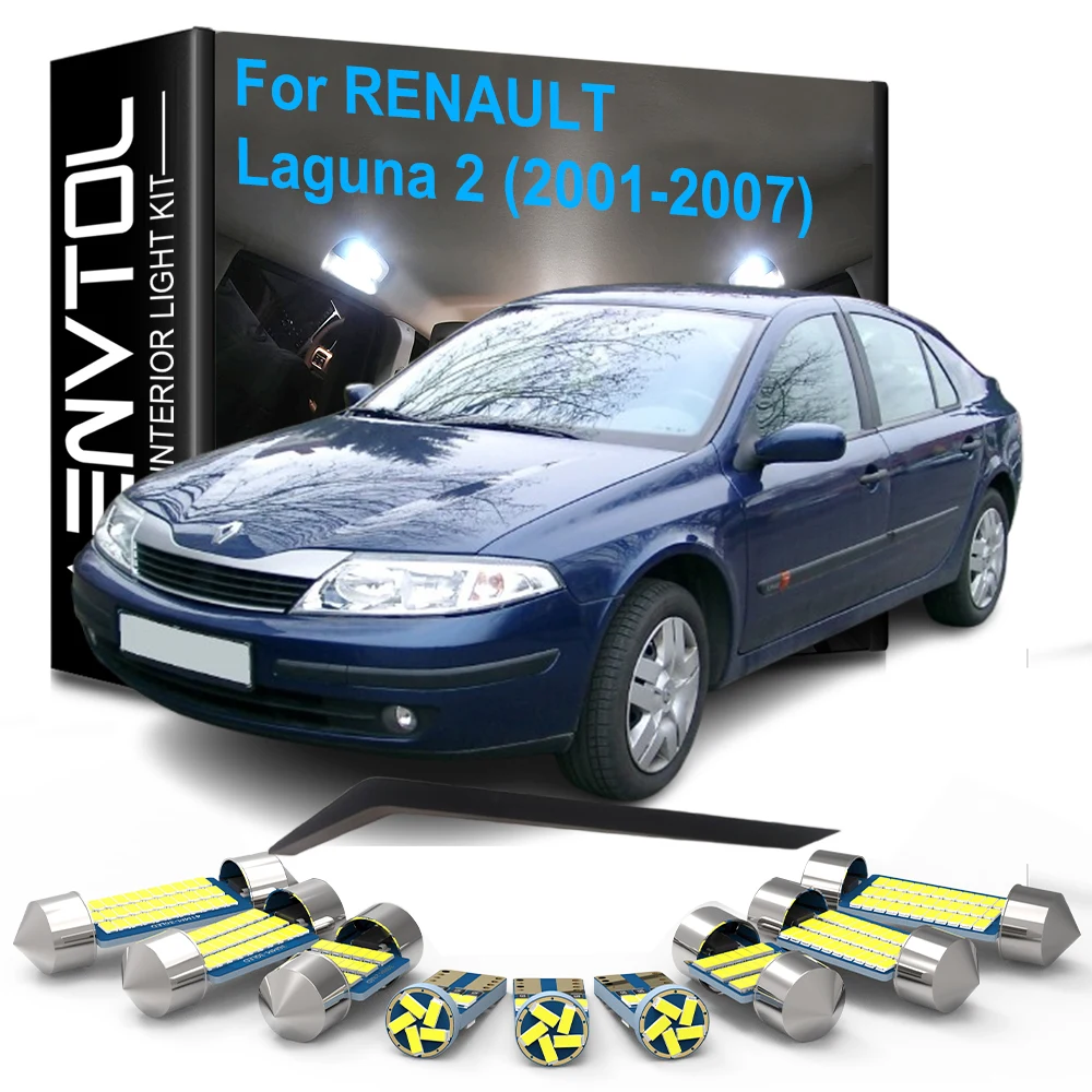 20pcs LED Interior Lights Canbus For Renault Laguna 2 2001-2007 Dome Vanity Mirror Trunk Glove Box Foot Door License Plate Lamps